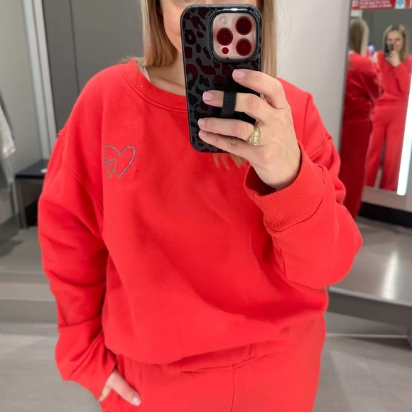 Women's Bubble Hem Sweatshirt - Universal Thread Red S - Picture 2 of 4